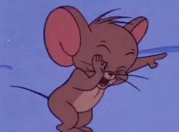 Cartoon mouse Jerry laughing and pointing